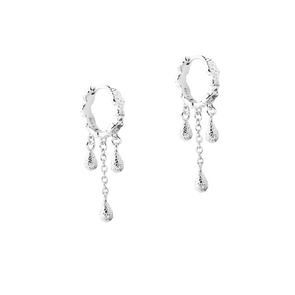 Billede af Aqua Dulce Cappa Drop Hoop øreringe sølv