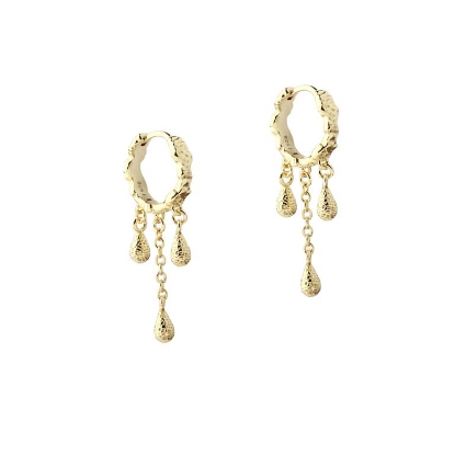 Billede af Aqua Dulce Cappa Drop Hoop øreringe forgyldt sølv