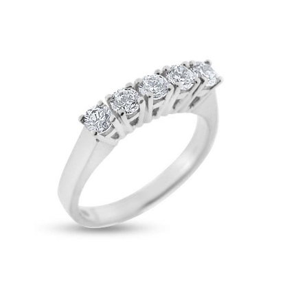 Billede af Ring række, 5 brillanter 14 kt. hvg. Priser fra