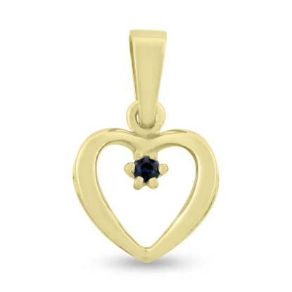 Billede af Vedhæng hjerte, safir 2,1 mm. åbent 14 kt.