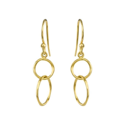 Billede af Susanne Friis Bjørner øreringe bøjle m. cirkler forgyldt sølv