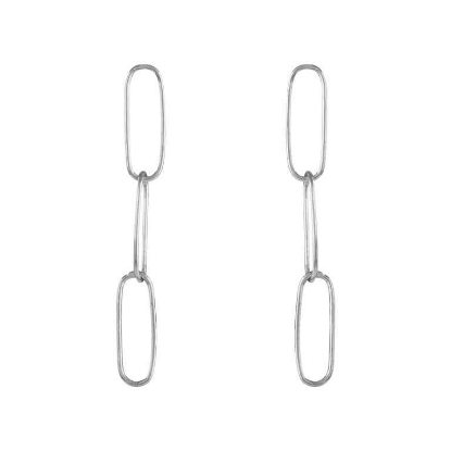 Billede af Susanne Friis Bjørner øreringe bøjle m. rektangulære led sølv