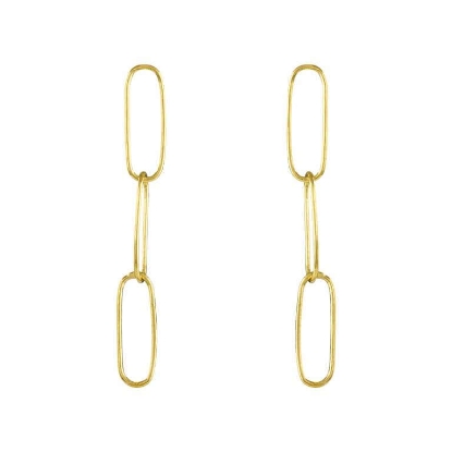 Billede af Susanne Friis Bjørner øreringe bøjle m. rektangulære led forgyldt sølv