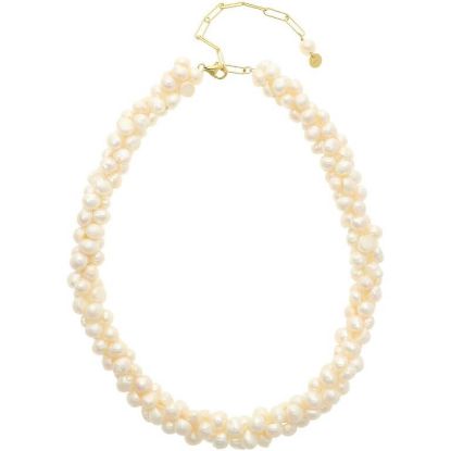 Billede af Nuni Copenhagen Leonora Pearl halskæde forgyldt sølv m. fvp (40+10 cm)