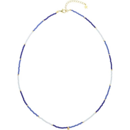 Billede af Nuni Copenhagen Line Blue halskæde forgyldt sølv m. perler (42+5 cm)