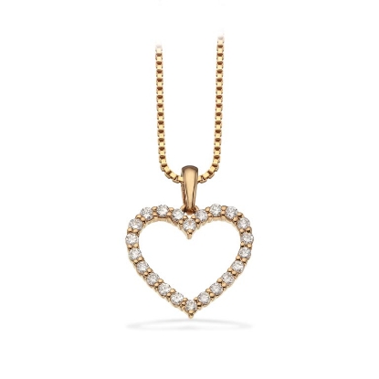 Billede af Dazzling hjerte 0,25 H-W/SI 14 kt. m/ sølvkæde