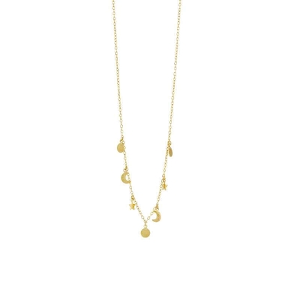Billede af Susanne Friis Bjørner halskæde forgyldt sølv m. måne + stjerner (40-45 cm)