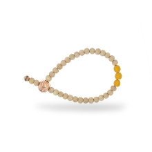 Billede af &Imagine armbånd Mellow Yellow m. 6mm trækugler og emaljebeads rosaforgyldt lås 18 cm