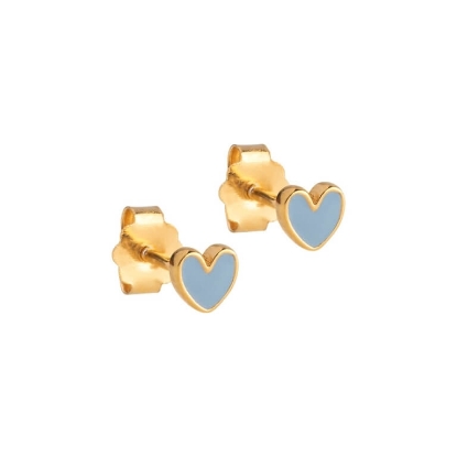 Billede af ENAMEL Copenhagen Amore Steel Blue øreringe forgyldt sølv m. emalje