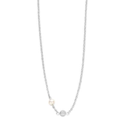 Billede af Spirit Icons Lucky Pearl halskæde sølv m. fvp + cz (42-45 cm)