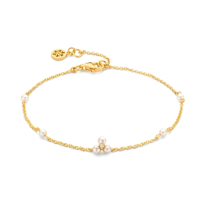 Billede af Spirit Icons Alma Pearl armbånd forgyldt sølv m. cz + fvp (17-19 cm)