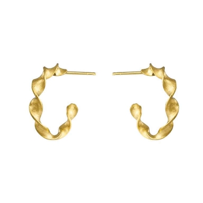 Billede af Susanne Friis Bjørner øreringe creol let twisted tråd forgyldt sølv