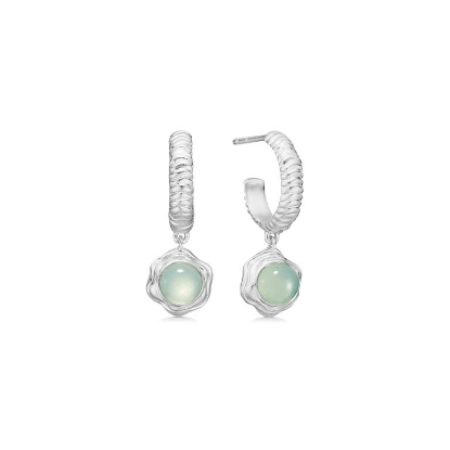 Billede af Studio Z "Endless Waves" øreringe sølv m. grøn cz