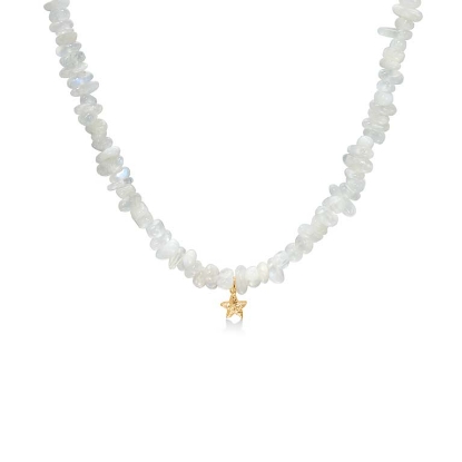 Billede af Studio Z "Starfish Lustre" halskæde forgyldt sølv m. månesten (40-45 cm)