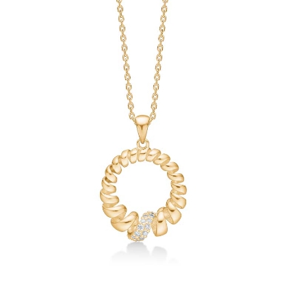 Billede af Mads Z "Swirl w. Diamonds" vedhæng 14 kt. guld m. 0,09 ct. brillanter