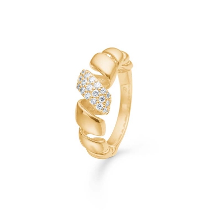 Billede af Mads Z "Swirl w. Diamonds" ring 14 karat guld m. 0,32 ct. brillanter (str. 50-60)