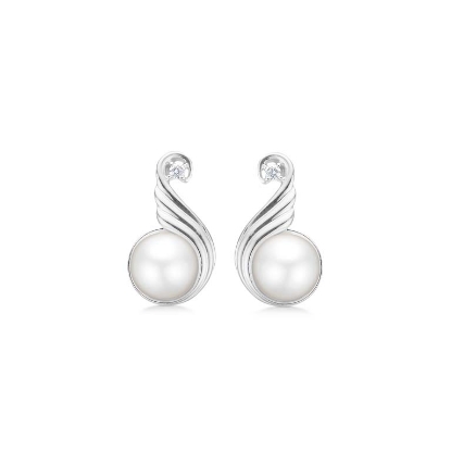 Billede af Mads Z "Seraphina" øreringe sølv m. hvid topas + kulturperle