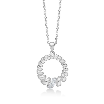 Billede af Mads Z "Swirl w. Topaz" halskæde sølv m. hvid topas (40+5 cm)