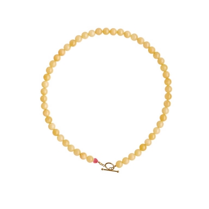 Billede af STINE A Cherie Bon Bon - Honey halskæde forgyldt sølv m. jadeperler (45 cm)