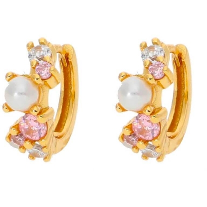 Billede af Nuni Copenhagen Ella Light Pink øreringe forgyldt sølv m. fvp+cz