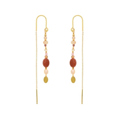 Billede af Nuni Copenhagen Kikki Brown øreringe forgyldt sølv m. cz