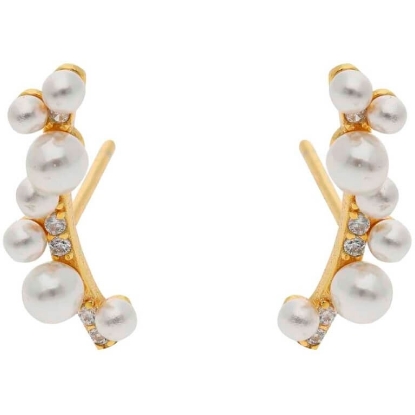 Billede af Nuni Copenhagen Philadelphia Pearl øreringe forgyldt sølv m. fvp+cz