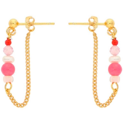 Billede af Nuni Copenhagen Melody Coral øreringe forgyldt sølv m. cz