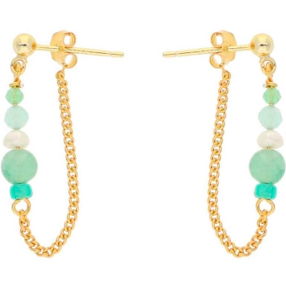 Billede af Nuni Copenhagen Melody Green ørering forgyldt sølv m. cz