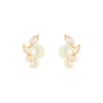 Billede af Nuni Copenhagen Alicia Pearl øreringe forgyldt sølv m. fvp+cz