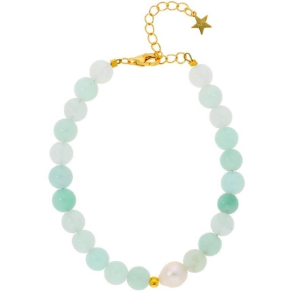 Billede af Nuni Copenhagen Florence Mint armbånd forgyldt sølv m. perler (16+3 cm)