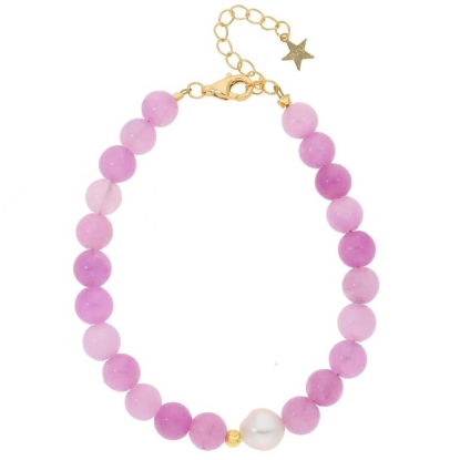 Billede af Nuni Copenhagen Florence Lavender armbånd forgyldt sølv m. perler (16+3 cm)