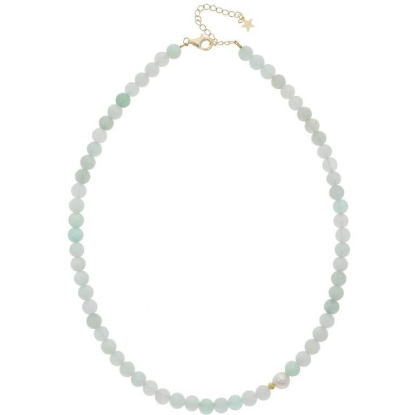 Billede af Nuni Copenhagen Florence Mint halskæde forgyldt sølv m. perler (40+5 cm)