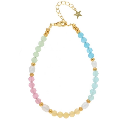 Billede af Nuni Copenhagen Gina Light Multi armbånd forgyldt sølv m. perler (16+3 cm)