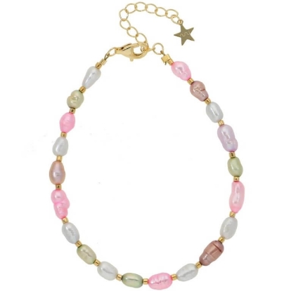 Billede af Nuni Copenhagen Maddison armbånd forgyldt sølv m. perler (16+3 cm)