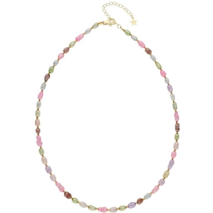 Billede af Nuni Copenhagen Maddison Light Multi halskæde forgyldt sølv m. perler (40+5 cm)