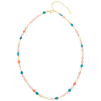 Billede af Nuni Copenhagen Maddison Multi halskæde forgyldt sølv m. perler (40+5 cm)