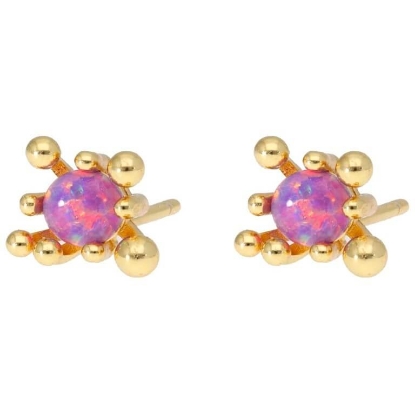 Billede af Nuni Copenhagen Winnie Lavender øreringe forgyldt sølv m. synt. opal