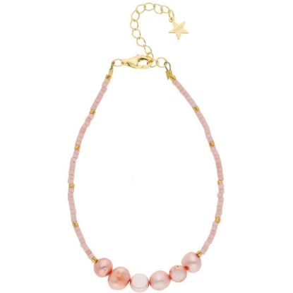 Billede af Nuni Copenhagen Nellie Light Pink armbånd forgyldt sølv (16+3 cm)