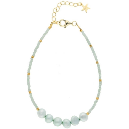 Billede af Nuni Copenhagen Nellie Mint armbånd forgyldt sølv (16+3 cm)