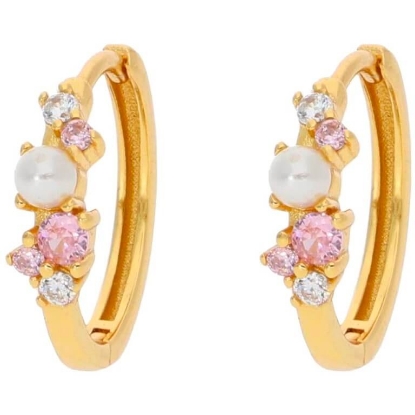 Billede af Nuni Copenhagen Ella Large Light Pink øreringe forgyldt sølv m. fvp+cz