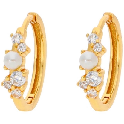 Billede af Nuni Copenhagen Ella Large White øreringe forgyldt sølv m. fvp+cz