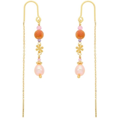 Billede af Nuni Copenhagen Ellie Toffee Love øreringe forgyldt sølv m. perler