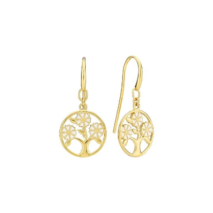 Billede af Lund Copenhagen Marguerit ørehænger Livets Træ forgyldt sølv