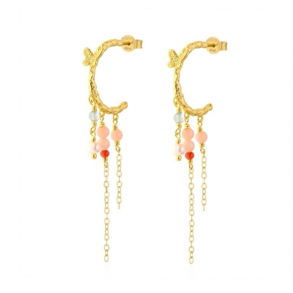 Billede af WiOGA Zoe øreringe forgyldt sølv m. perler