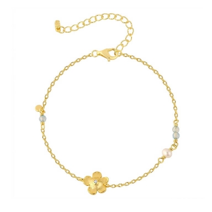 Billede af WiOGA Kamila armbånd forgyldt sølv m. sten (15,5-19 cm)