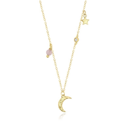 Billede af WiOGA Malu halskæde forgyldt sølv m. perler (40+5 cm)