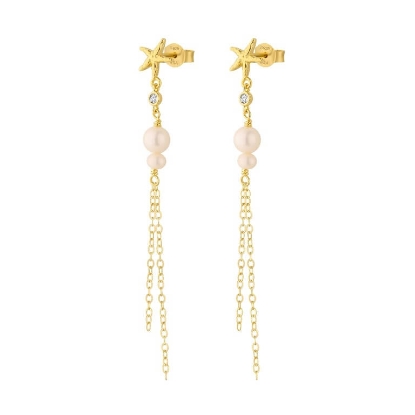 Billede af WiOGA Eleonora øreringe forgyldt sølv m. perler + cz