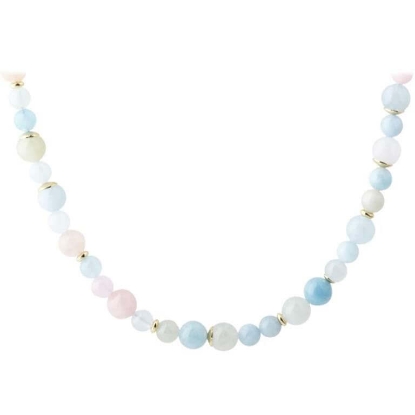 Billede af Aqua Dulce Morganite Dream halskæde forgyldt sølv m. perler (45 + 3 cm)