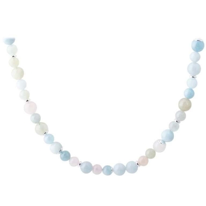 Billede af Aqua Dulce Morganite Dream halskæde sølv m. perler (45 + 3 cm)