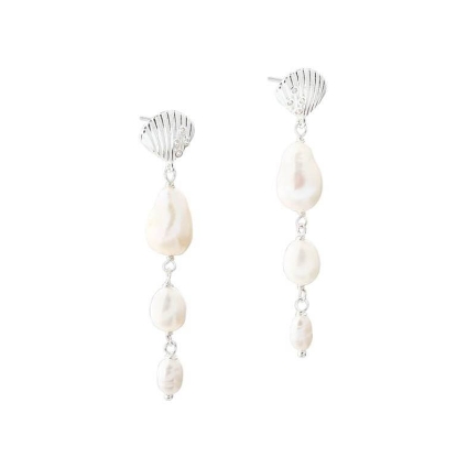 Billede af Aqua Dulce Shelly Pearl Long øreringe sølv m. fvp + cz